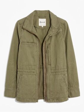 Madewell Fleet Jacket Small Olive Green Cotton Utility Military Minimalist Chic